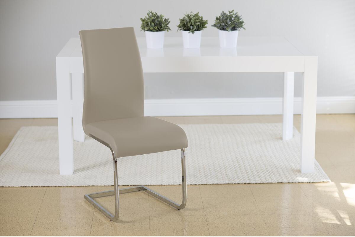 Euro Style Dining Chairs - Epifania Dining Chair in Taupe with Chrome Legs - Set of 4