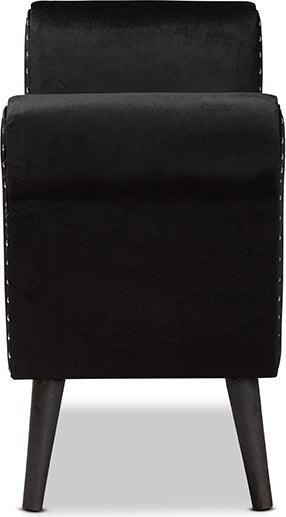 Wholesale Interiors Benches - Hanayo Contemporary Glam and Luxe Black Velvet Fabric Upholstered Black Finished Wood Bench