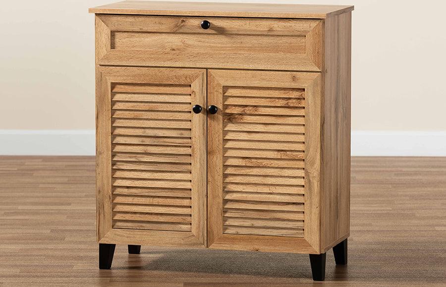Wholesale Interiors Shoe Storage - Coolidge Oak Brown Finished Wood 1-Drawer Shoe Storage Cabinet