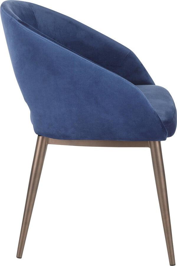 Lumisource Accent Chairs - Renee Chair 31" Copper Metal & Blue Velvet