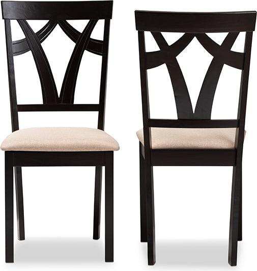 Wholesale Interiors Dining Chairs - Sylvia Sand Fabric Upholstered And Espresso Brown Finished Dining Chair Set Of 2