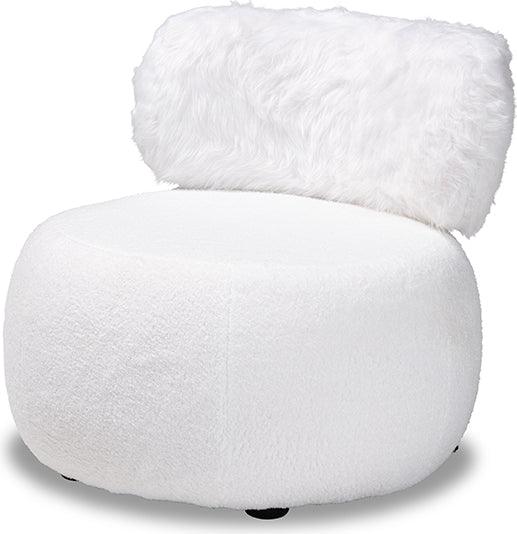 Wholesale Interiors Accent Chairs - Tayla Modern and Contemporary White Fabric Upholstered and Black Metal Accent Chair