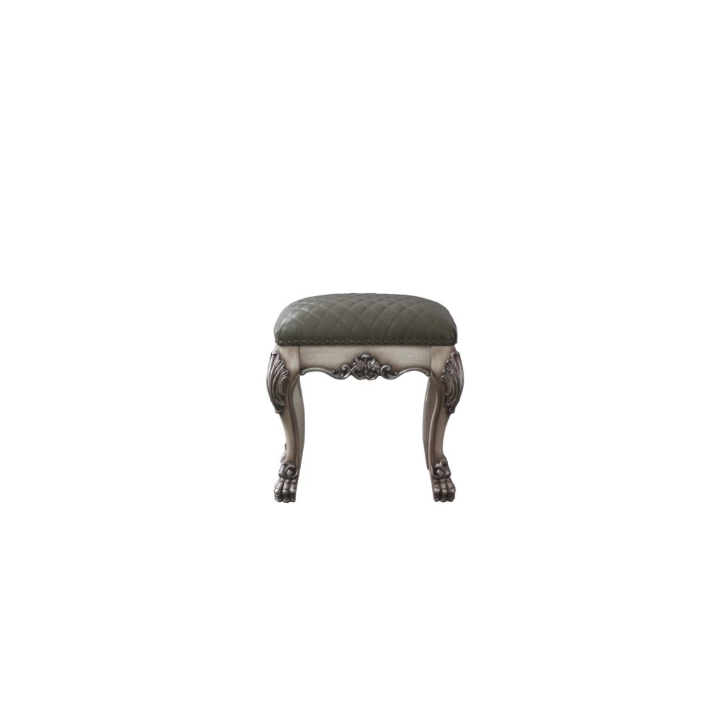 ACME Ottomans & Stools - ACME Dresden Vanity Stool, Vintage Bone White & PU