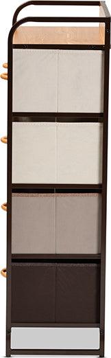 Wholesale Interiors Cabinets & Wardrobes - Volkan Modern Multi-Colored Fabric and Black Metak 5-Drawer Storage Cabinet