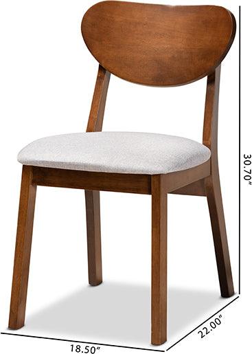 Wholesale Interiors Dining Chairs - Damara Mid-Century Modern Grey Fabric and Walnut Brown Wood 2-Piece Dining Chair Set