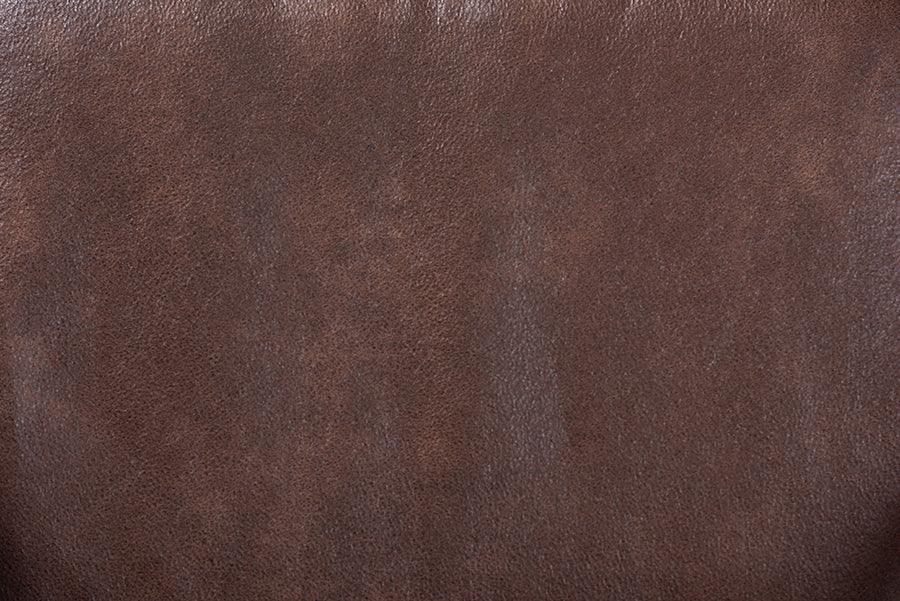 Wholesale Interiors Accent Chairs - Sigrid Dark Brown Faux Leather Effect Fabric Upholstered Antique Oak Finished Wood Armchair