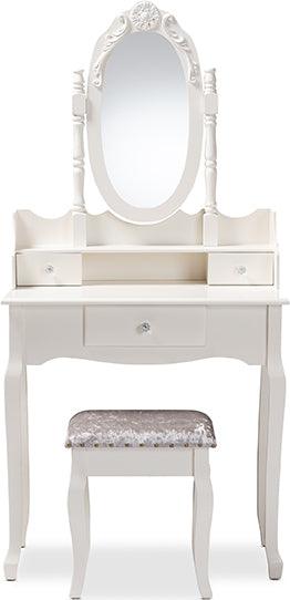 Wholesale Interiors Bathroom Vanity - Veronique Traditional French Provincial White Finished Wood 2-Piece Vanity Table with