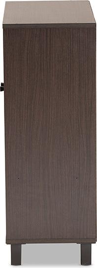 Wholesale Interiors Shoe Storage - Rossin Dark Brown Finished Wood 2-Door Entryway Shoe Storage Cabinet with Bottom Shelf