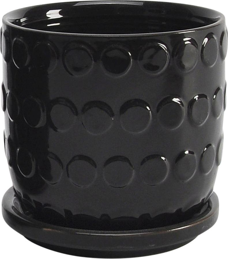 Sagebrook Home Planters - Set Of 2 5/6" Bubble Planter W. SauCeremic Black
