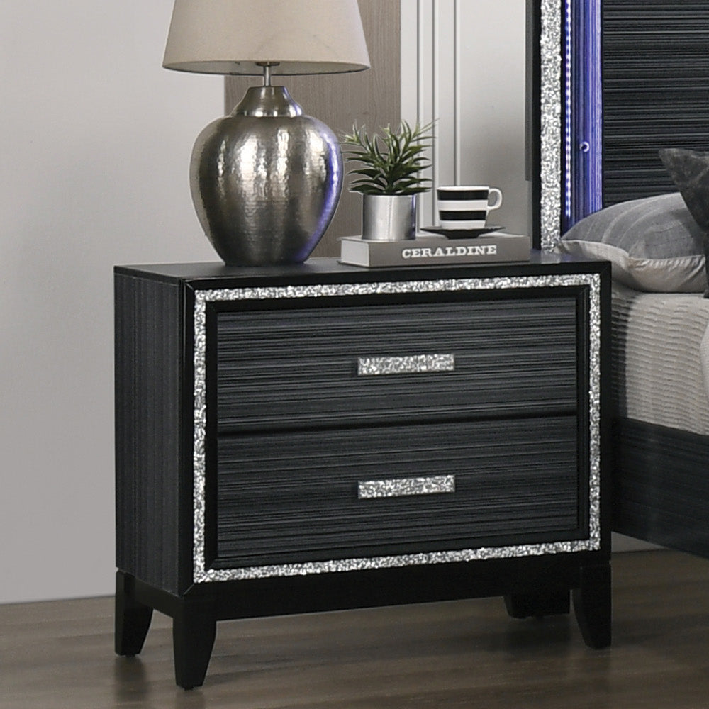 ACME Nightstands & Side Tables - ACME Haiden Nightstand, Weathered Black Finish