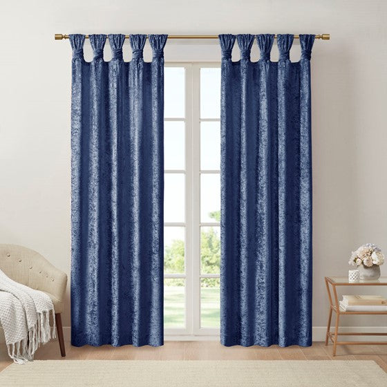 Olliix.com Curtains - Velvet Cuff Tab Top Window Panel Navy