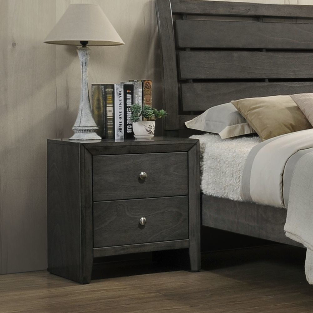 ACME Nightstands & Side Tables - ACME Ilana Nightstand, Gray Finish