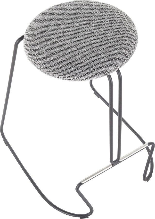 Lumisource Barstools - Finn Contemporary Counter Stool in Grey Steel and Charcoal Fabric - Set of 2