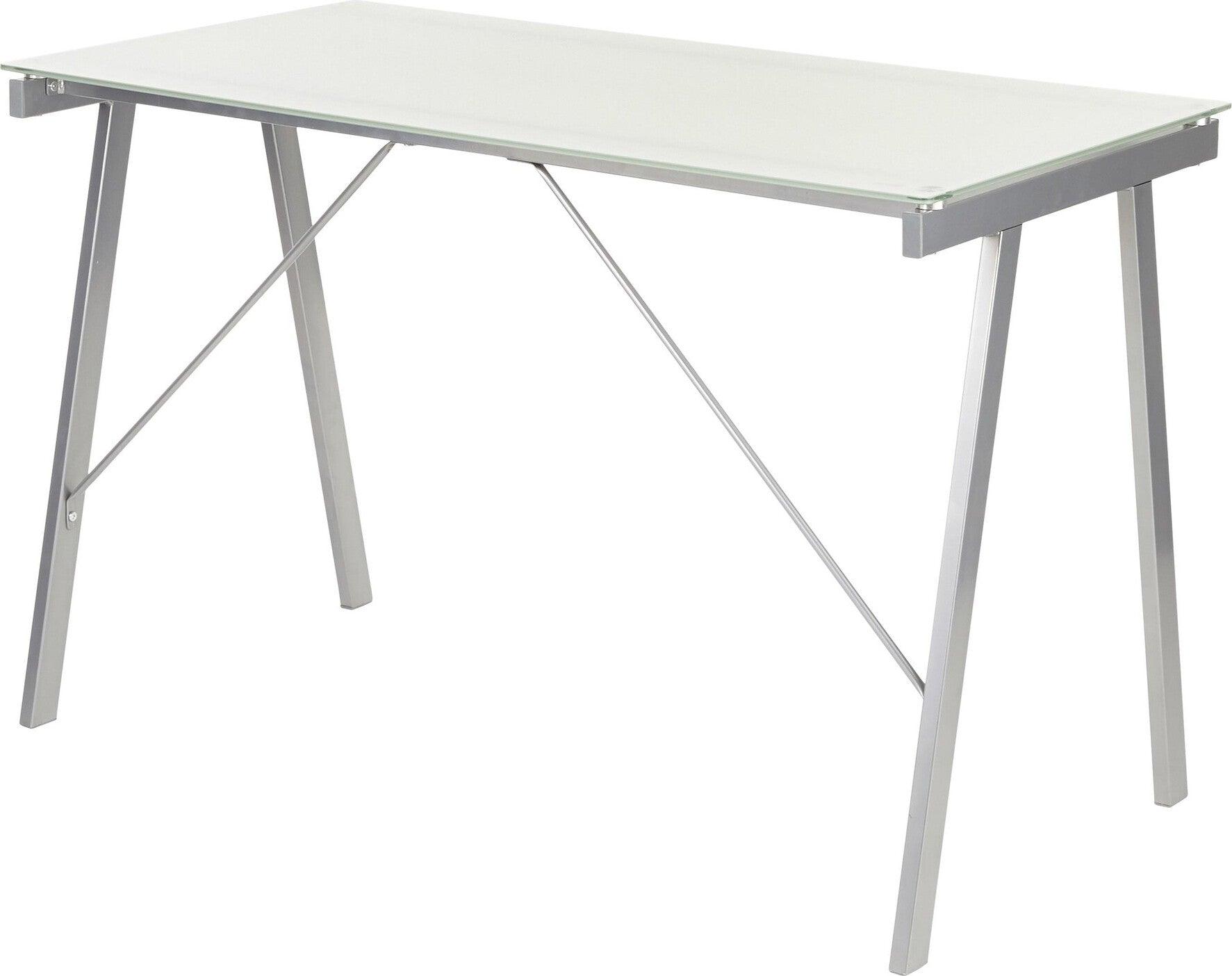 Lumisource Desks - Printed Office Desk White & Silver