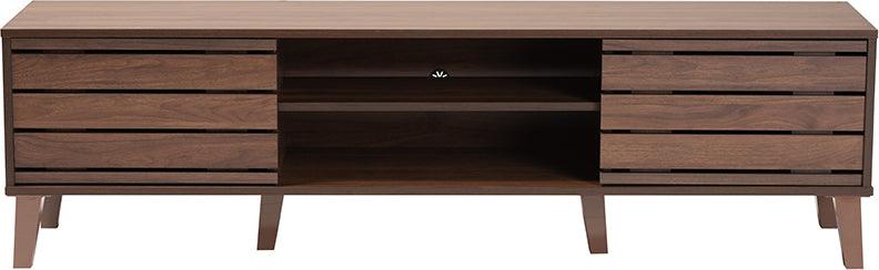 Wholesale Interiors TV & Media Units - Teresina Mid-Century Modern Transitional Walnut Brown Finished Wood 2-Door TV Stand