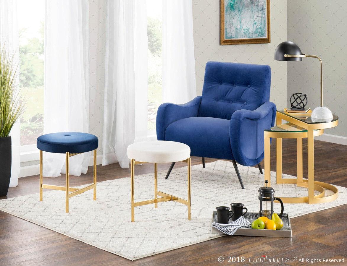 Lumisource Accent Chairs - Rafael Lounge Chair 34" Black Metal & Blue Velvet
