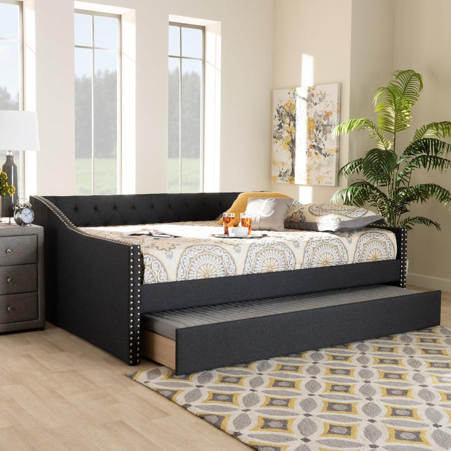 Wholesale Interiors Daybeds - Haylie Dark Grey Full Size Daybed with Roll-Out Trundle Bed