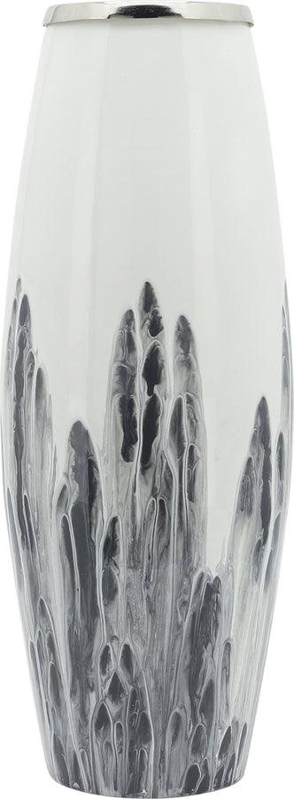 Sagebrook Home Vases - Glass 24"H Vase W/ Metal Ring White