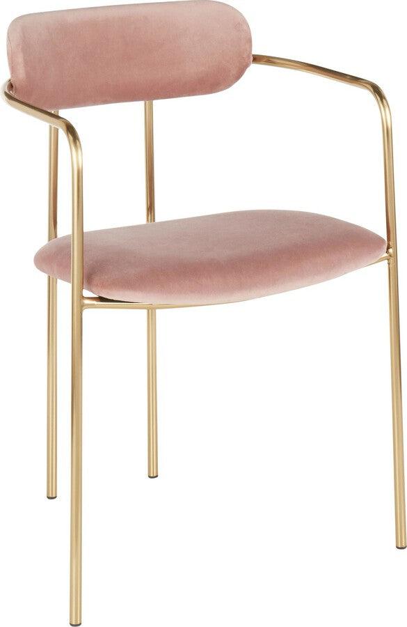 Lumisource Living Room Sets - Demi Chair 28.75" Gold Metal & Pink Velvet (Set of 2)