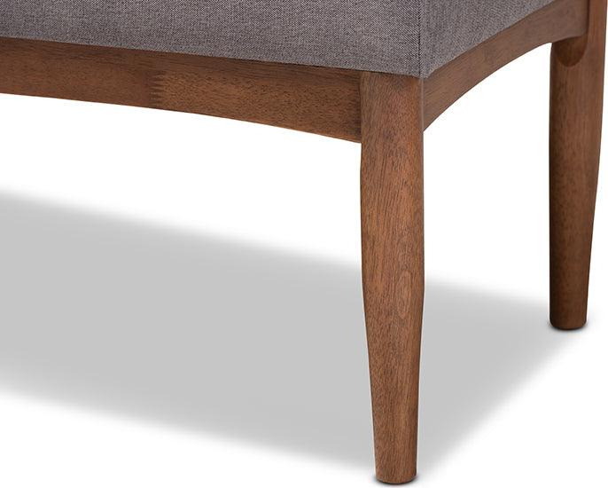 Wholesale Interiors Benches - Arvid Mid-Century Modern Gray Fabric Upholstered Wood Dining Bench