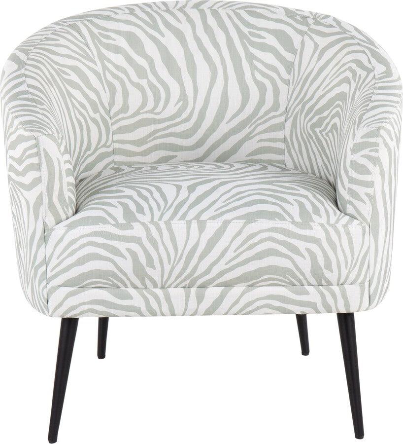 Lumisource Accent Chairs - Tania Contemporary/Glam Accent Chair In Black Steel & Light Green Zebra Fabric