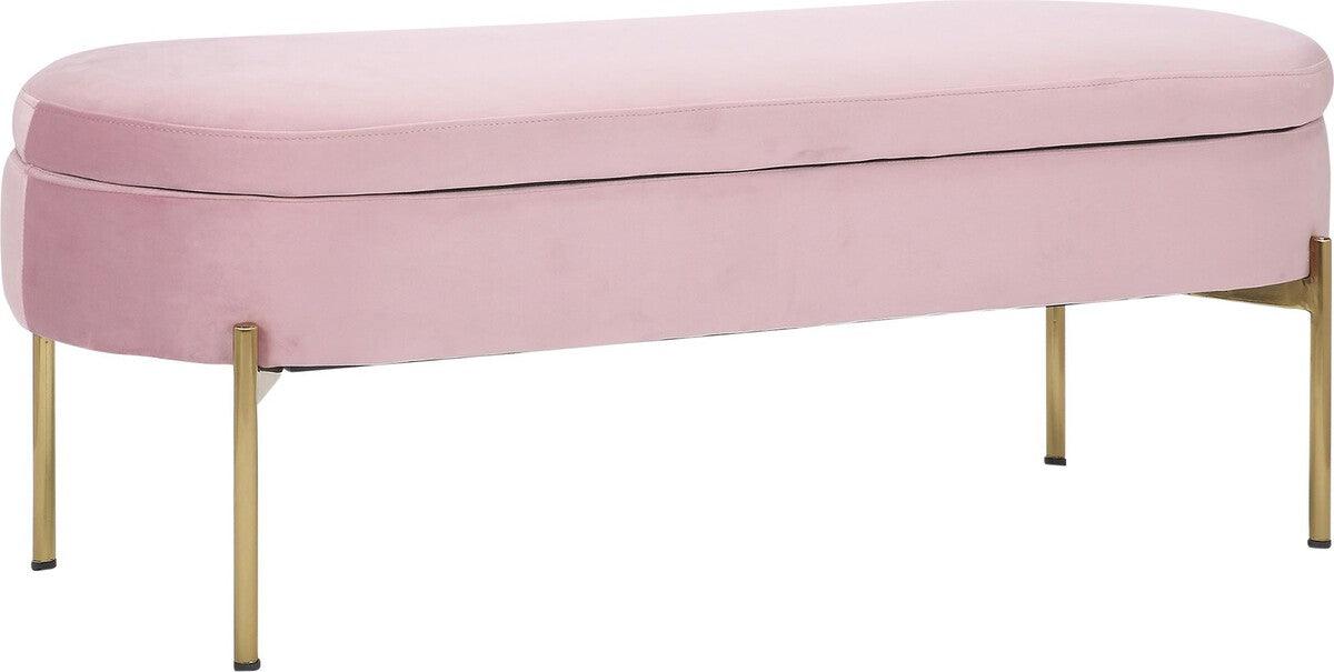 Lumisource Benches - Chloe Contemporary/Glam Storage Bench in Gold Metal and Blush Velvet