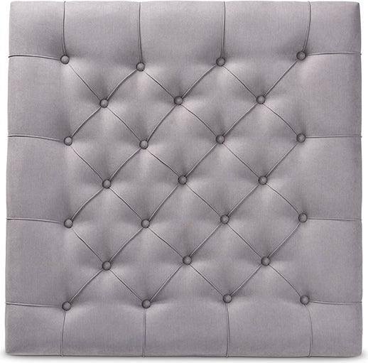 Wholesale Interiors Ottomans & Stools - Kelly Modern and Rustic Grey Linen Fabric and Greywashed Wood Cocktail Ottoman