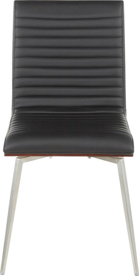 Lumisource Dining Chairs - Mason Dining Chair with Swivel in Stainless Steel, Walnut & Black-Set of 2