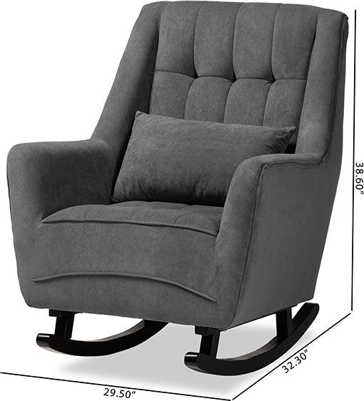 Wholesale Interiors Rocking Chairs - Elisa Modern and Contemporary Grey Fabric and Dark Brown Wood Rocking Chair