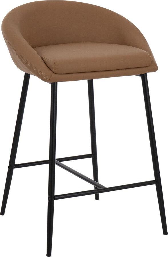 Lumisource Barstools - Matisse Counter Stool With Black Metal Frame & Camel Faux Leather (Set of 2)
