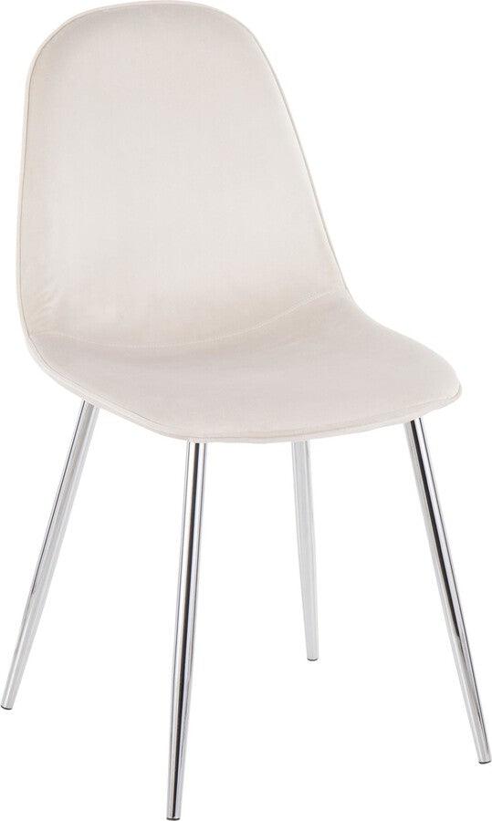 Lumisource Dining Chairs - Pebble Contemporary Chair in Chrome and Cream Velvet - Set of 2