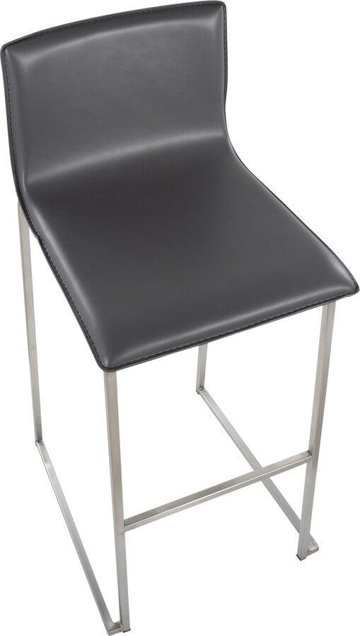 Lumisource Barstools - Mara Barstool In Stainless Steel & Grey Faux Leather (Set of 2)