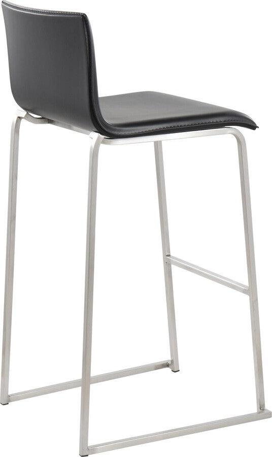 Lumisource Barstools - Mara Barstool In Stainless Steel & Black Faux Leather (Set of 2)