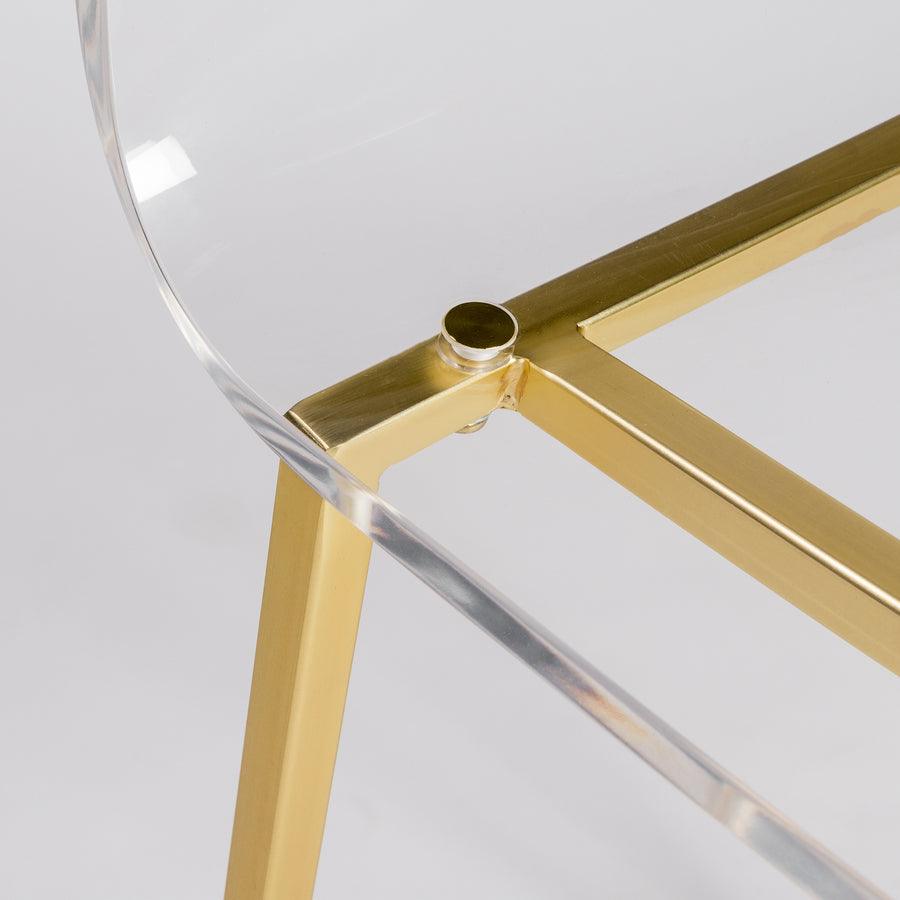 Euro Style Barstools - Chloe Bar Stool in Clear Acrylic with Matte Brushed Gold Legs - Set of 2
