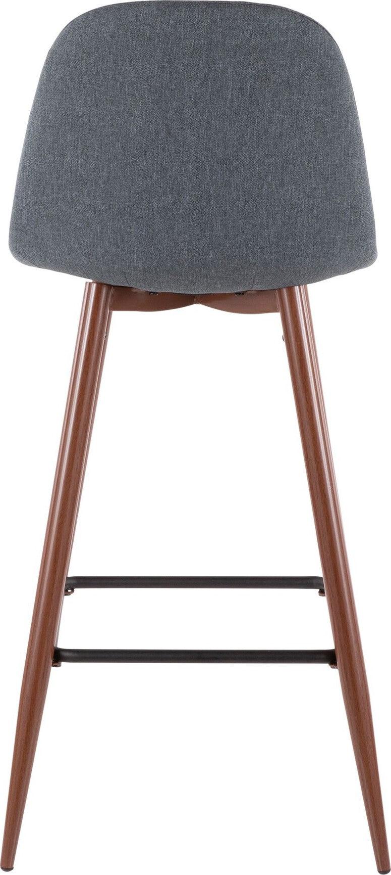 Lumisource Barstools - Pebble Barstool Walnut & Blue (Set of 2)