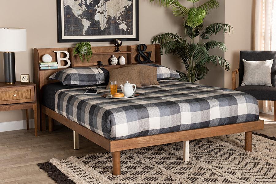 Wholesale Interiors Beds - Harper Mid-Century Modern Transitional Walnut Brown Finished Wood Full Size Platform Bed
