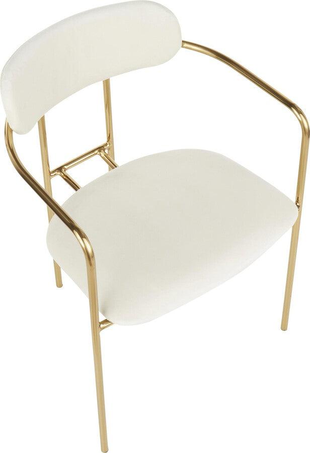 Lumisource Dining Chairs - Demi Contemporary Chair in Gold Metal & Cream Velvet - Set of 2