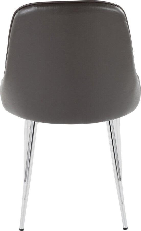 Lumisource Dining Chairs - Marcel Contemporary Dining Chair With Chrome Frame & Grey Faux Leather (Set of 2)