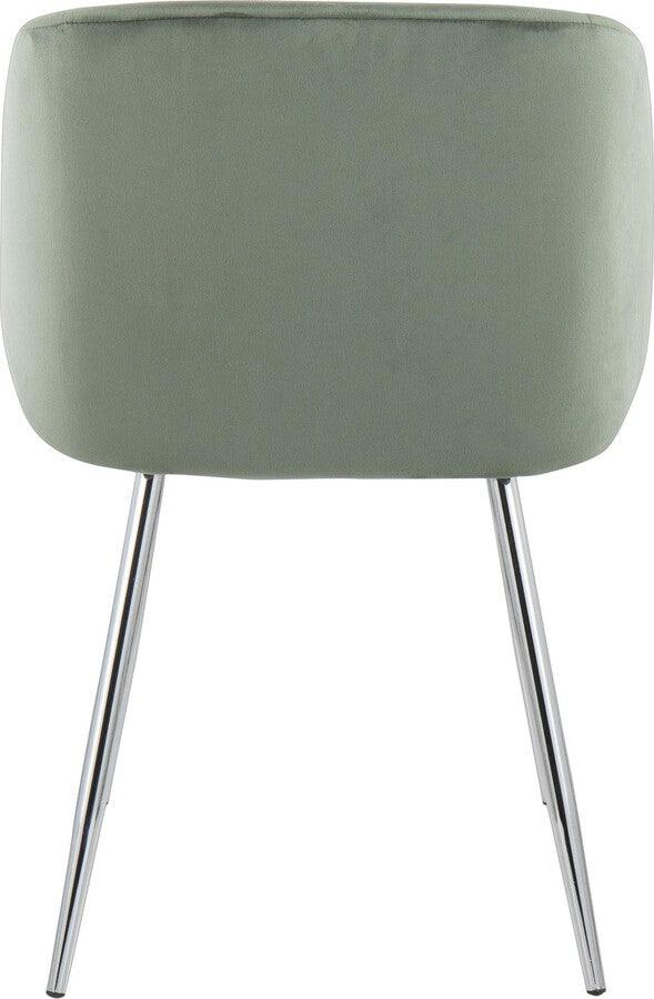 Lumisource Accent Chairs - Fran Contemporary Chair In Chrome & Sage Green Velvet (Set of 2)