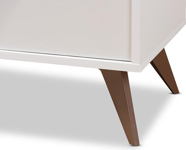 Wholesale Interiors Buffets & Sideboards - Serafino Modern and Walnut Finished Wood Wine Cabinet White & Walnut Brown