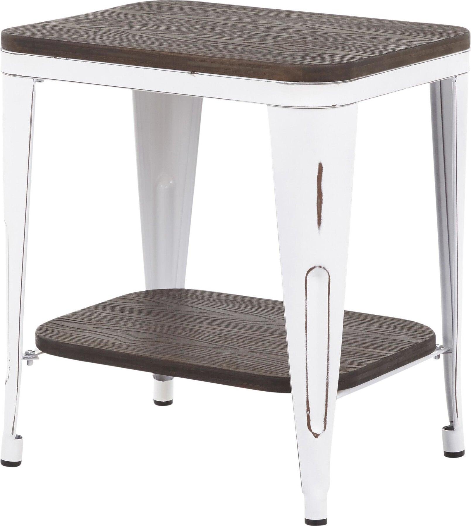Lumisource Side & End Tables - Oregon End Table Vintage White & Espresso Bamboo