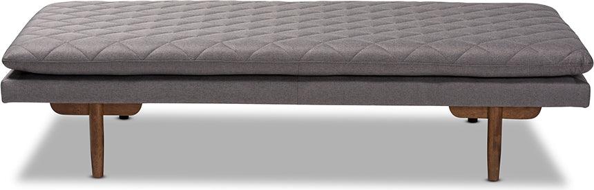 Wholesale Interiors Daybeds - Marit Mid-Century Modern Grey Fabric Upholstered Walnut Finished Wood Daybed Gray & Walnut