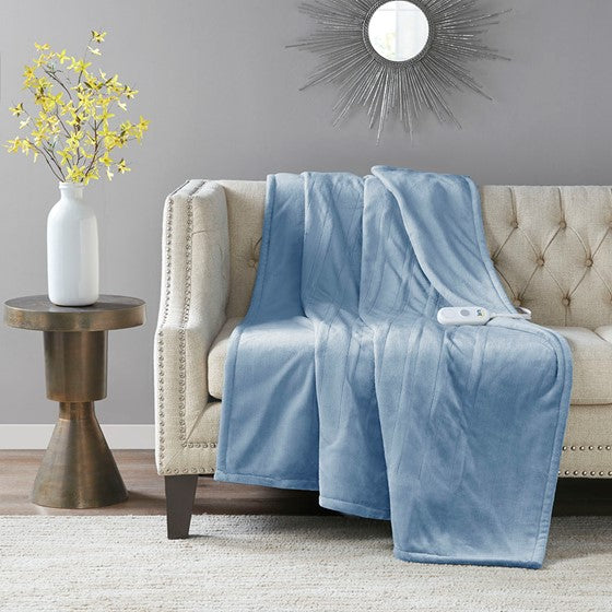 Olliix.com Heated Blankets - Throw Light Blue