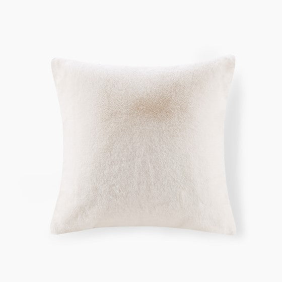 Olliix.com Pillows & Throws - Solid Faux Fur Square Decor Pillow Ivory