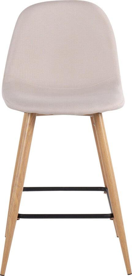 Lumisource Barstools - Pebble Counter Stool In Natural Metal & Beige Fabric (Set of 2)