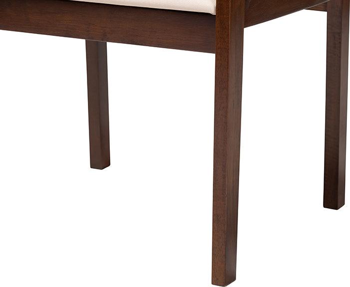 Wholesale Interiors Dining Chairs - Helene Mid-Century Modern Cream Fabric And Brown Finished Wood 2-Piece Dining Chair Set