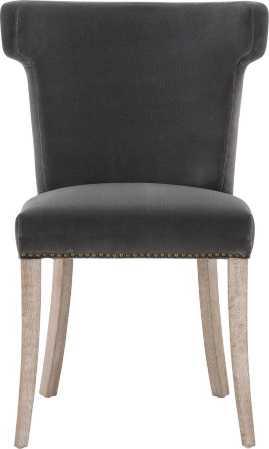 Essentials For Living Dining Chairs - Celina Dining Chair Dark Dove Velvet, Natural Gray Oak, Gold Nails