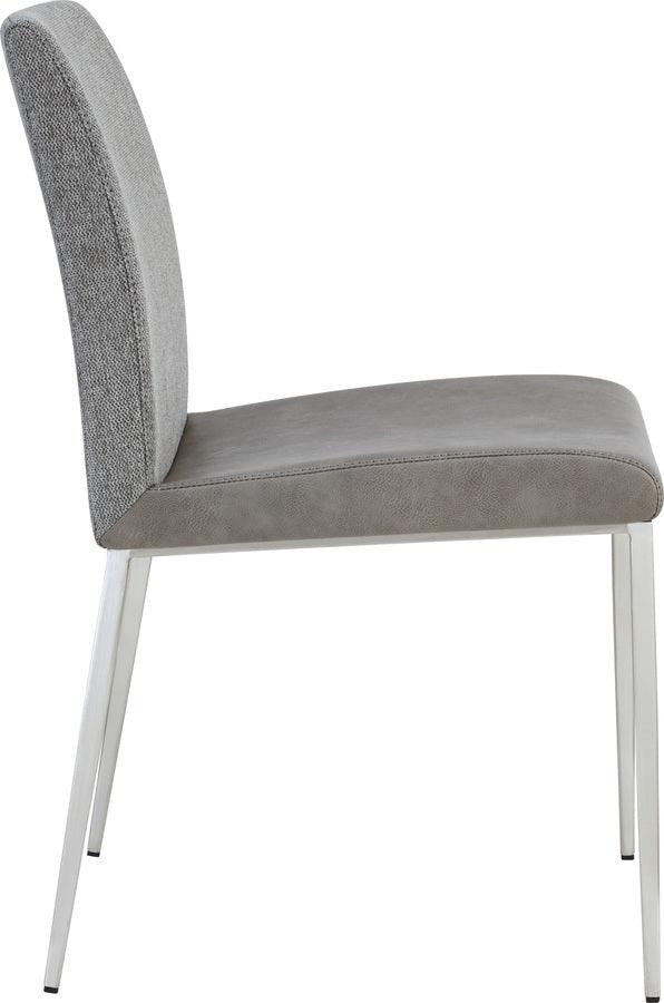 Euro Style Dining Chairs - Rasmus Side Chair with Light Gray Seat and Back with Brushed Stainless Steel Legs - Set of 2