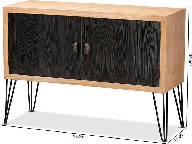 Wholesale Interiors Buffets & Cabinets - Denali Two-Tone Walnut Brown and Black Finished Wood and Metal Storage Cabinet