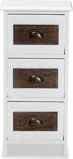 Wholesale Interiors Bedroom Organization - Fanning Modern and Contemporary Two-Tone White and Brown Wood 3-Drawer Storage Unit